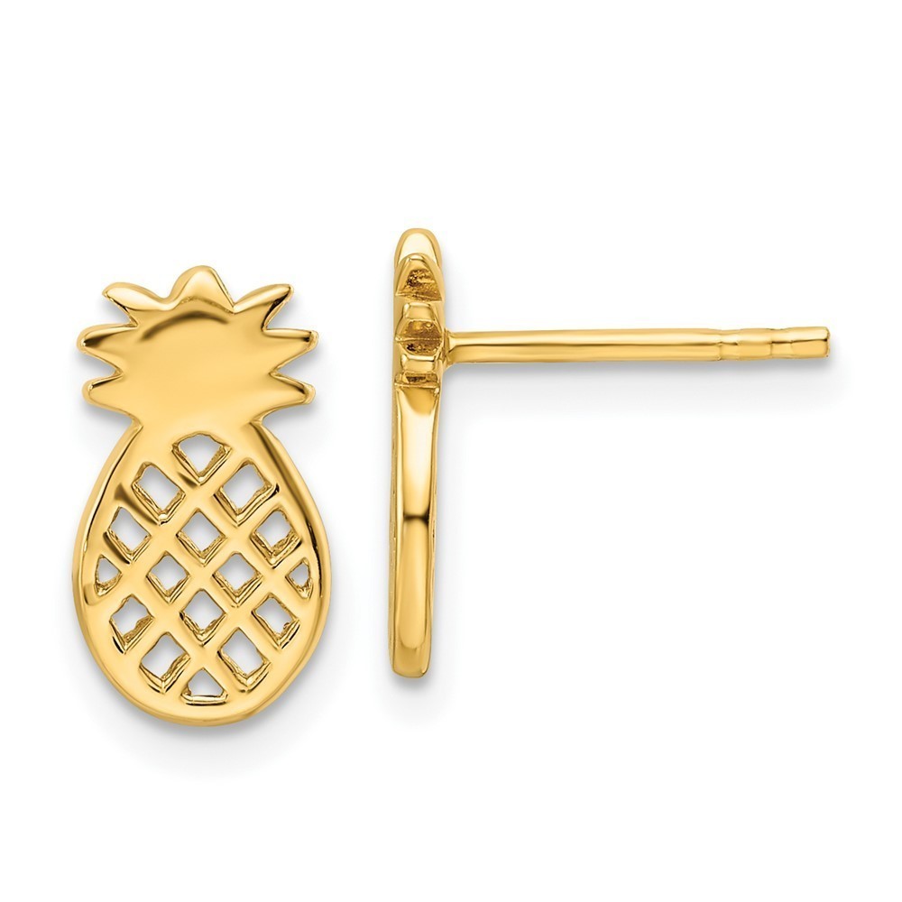 Million charms 925 Sterling Silver Gold-plated Pineapple Post Earrings